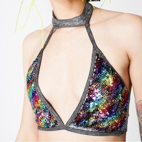 J Valentine Flip Sequin top. Rave festival - Picture 1 of 2